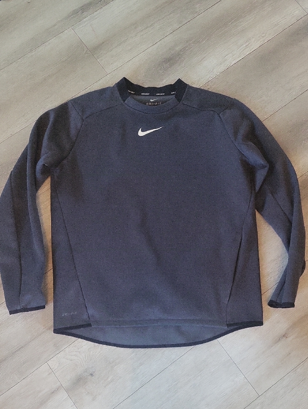 Nike Golf l Mens l Large l Gray Dri-FIT Crew Sweatshirt with White Swoosh